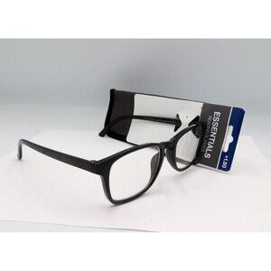 Essentials Black Reading Glasses +1.50 Magnification with Case